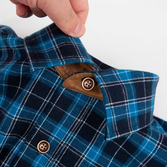 Flannel Shirt with Elbow Patch Pawprint - Picture 7 of 12